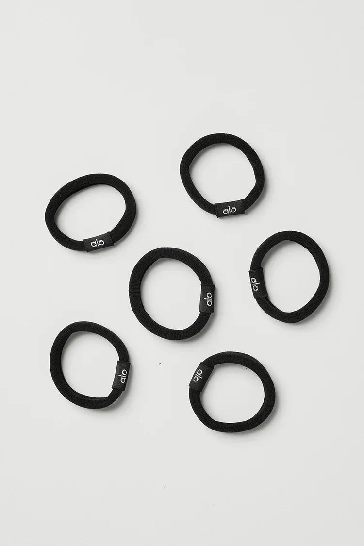 Ontwarde haarelastiekjes 6-pack zwart