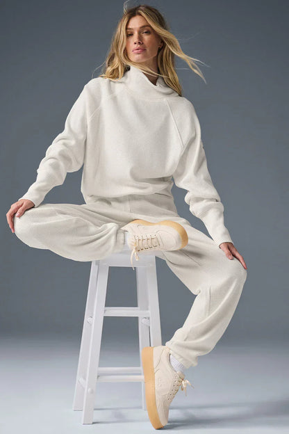 Waffle Weekend Escape Mock Neck Lange Mouw