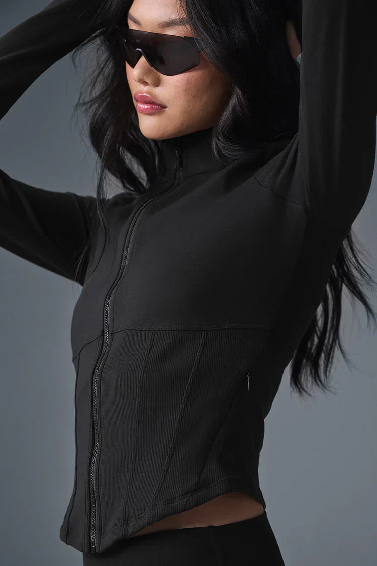 Airbrush Corset Full Zip Jacket - Zwart